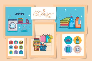 Çamaşır ve simgelerin beş tasarımı