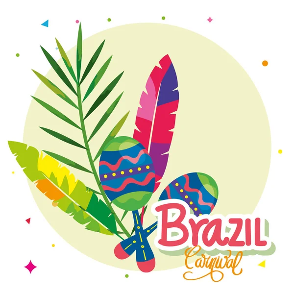 Póster de carnaval brasileño con maracas y decoración — Archivo Imágenes Vectoriales