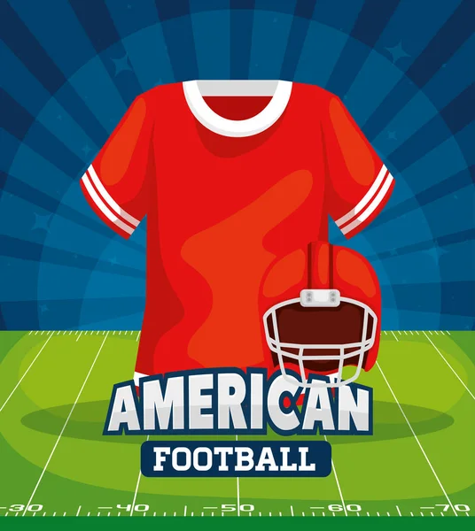 Plakát amerického fotbalu s košilí a helmou — Stockový vektor