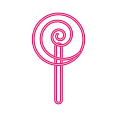 Lolipop yuvarlak retro neon ışığı izole edilmiş simgesi
