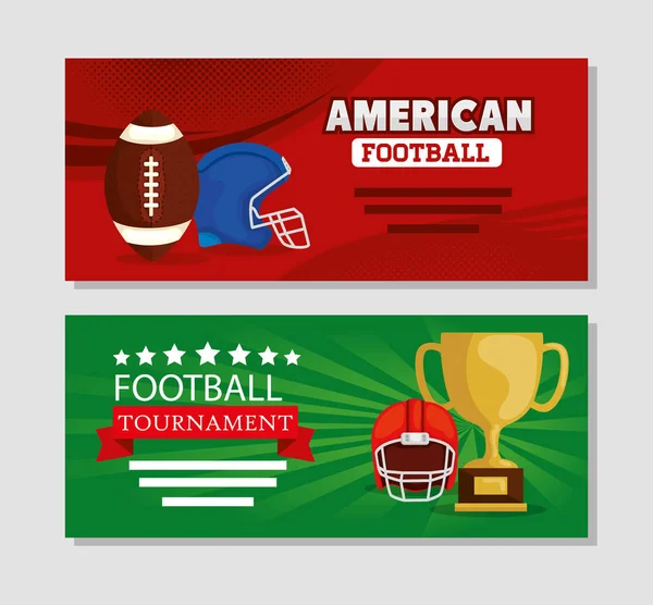 Set Poster des American Football mit Dekoration — Stockvektor