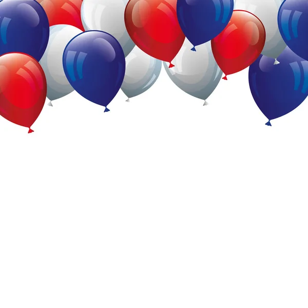 Balões de hélio branco com vermelho e azul — Vetor de Stock
