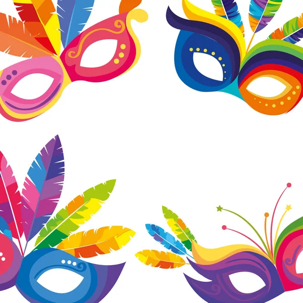 Καρναβάλι μασκών με φτερά — Διανυσματικό Αρχείο