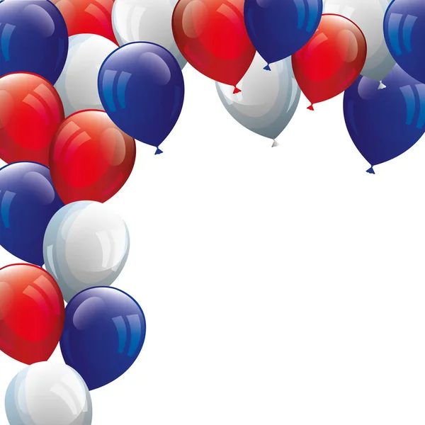 Ballons hélium blanc avec rouge et bleu — Image vectorielle