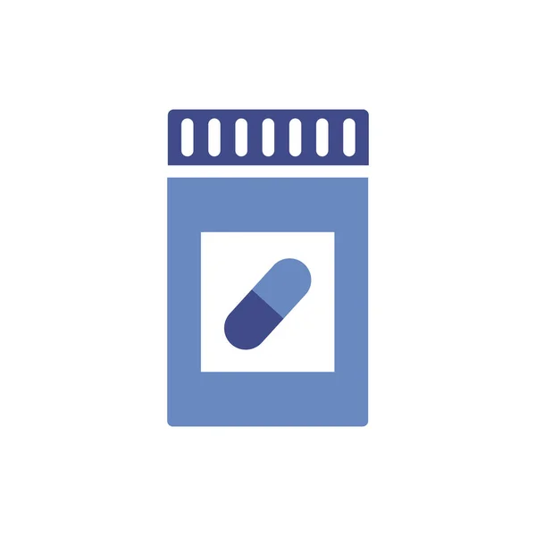 Medicamento botella droga estilo plano icono — Vector de stock