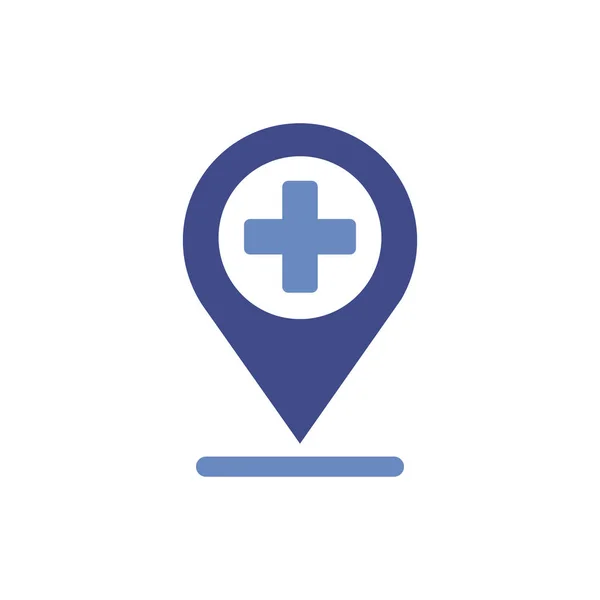 Pin location with medical cross symbol — ストックベクタ