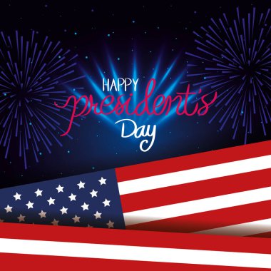 happy presidents day with flags usa