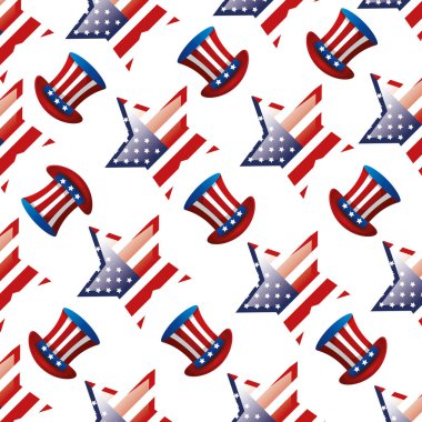 background of united states flags in shape stars with top hats
