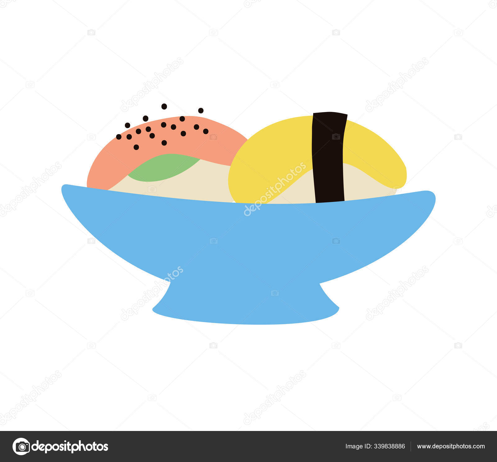 Pixel art tai nigiri sushi ícone de vetor de comida japonesa para