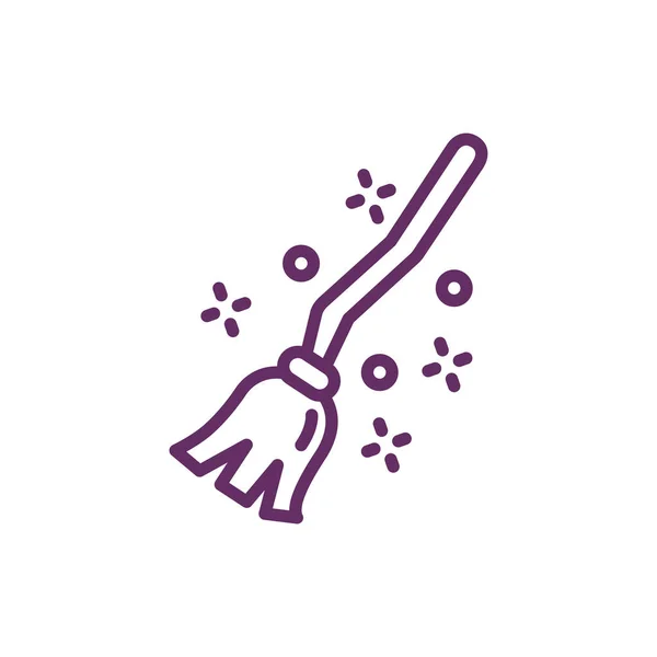 Witch broom magic sorcery icon — Stok Vektör
