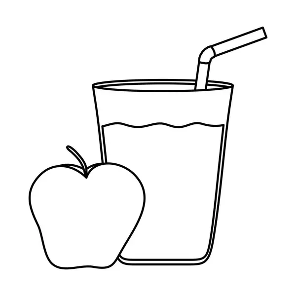Świeże owoce jabłka ze szklanką soku — Wektor stockowy