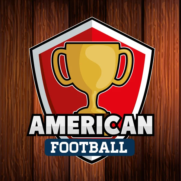 Poster of american football with cup trophy — Stok Vektör