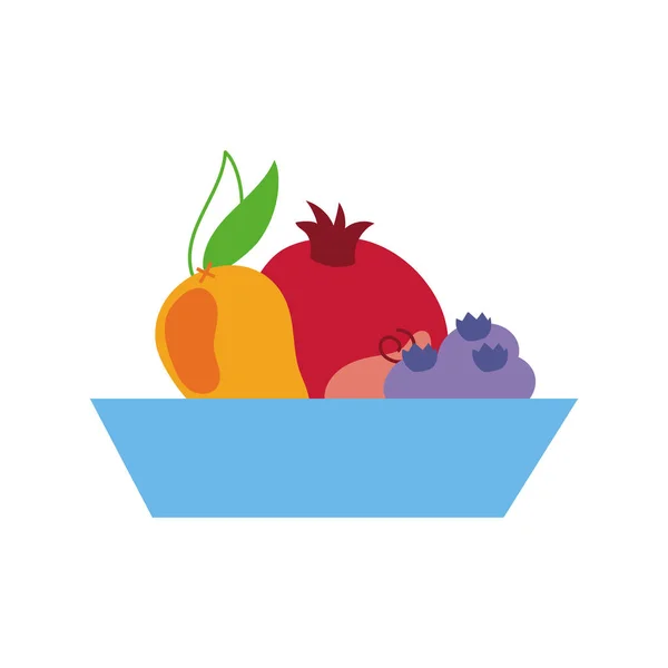 Bowl with fresh fruits icons — Stok Vektör