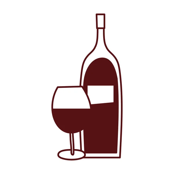 Vin flaska dryck med kopp — Stock vektor