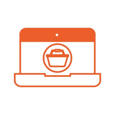 laptop computer with shopping basket ecommerce