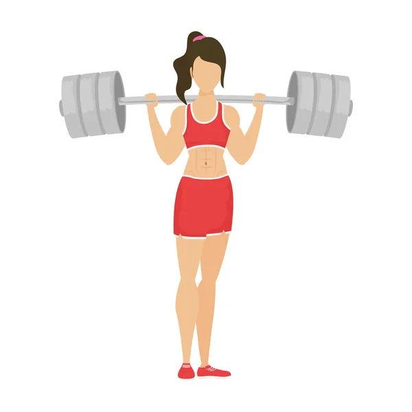 Young woman athlete weight lifting — 图库矢量图片