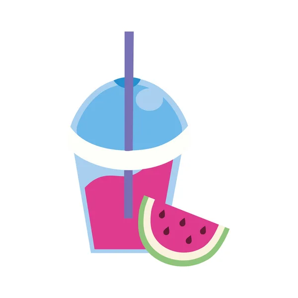 Vers watermeloen fruit met milkshake — Stockvector