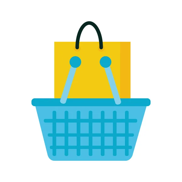 Shopping basket and paper bag market — 图库矢量图片