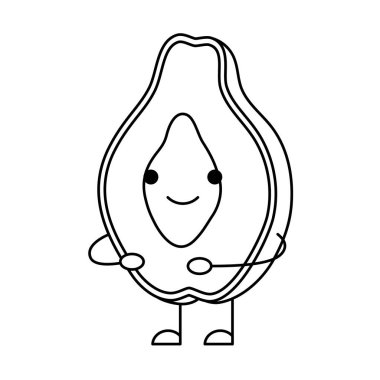 tropical papaya fruit kawaii character