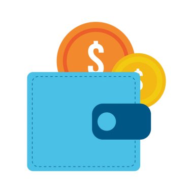 wallet money with coin dollars