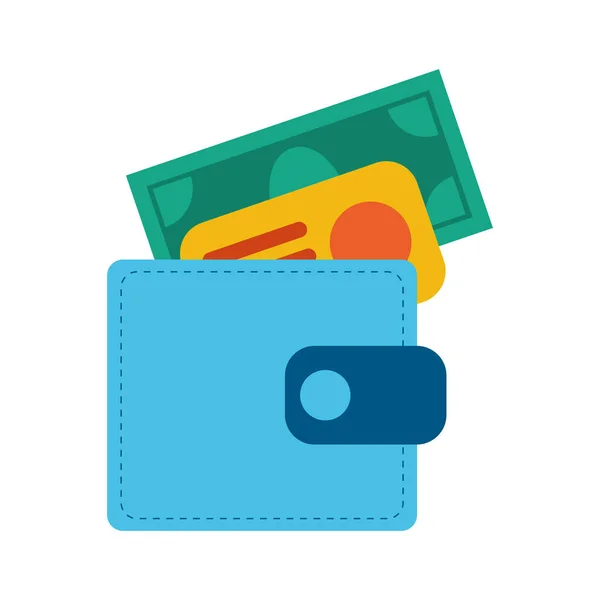 Wallet money with bill and credit card — 스톡 벡터