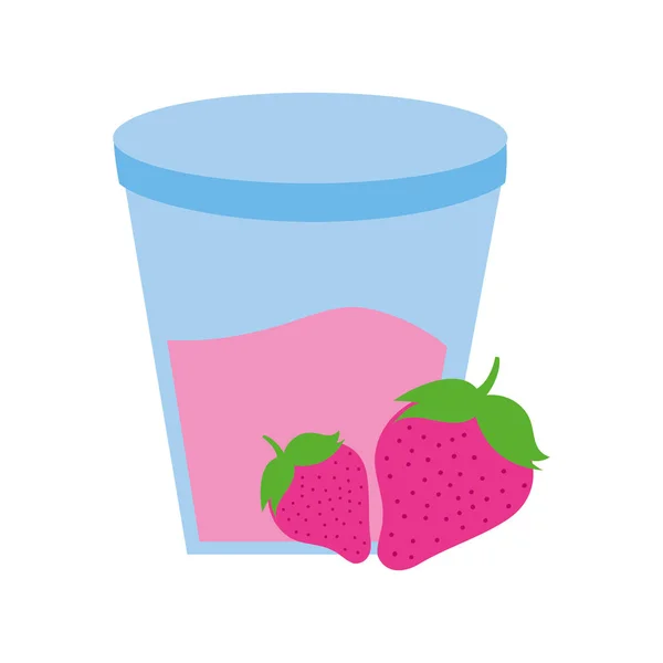 Fraises fraîches en plastique tasse — Image vectorielle