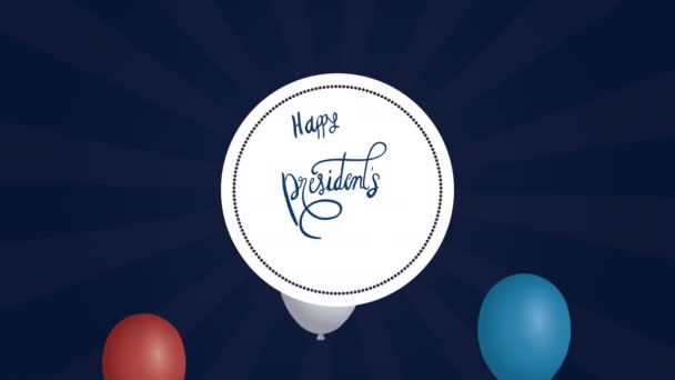 Präsidenten Tag Schriftzug mit US-Flagge Ballons Helium — Stockvideo