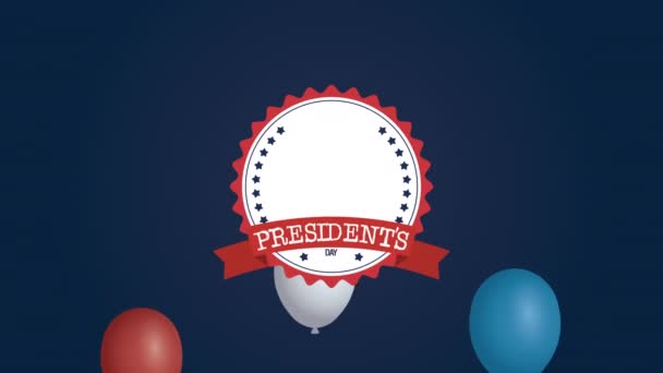 Prezidentský den písmo s balónky helium a hlavní město — Stock video