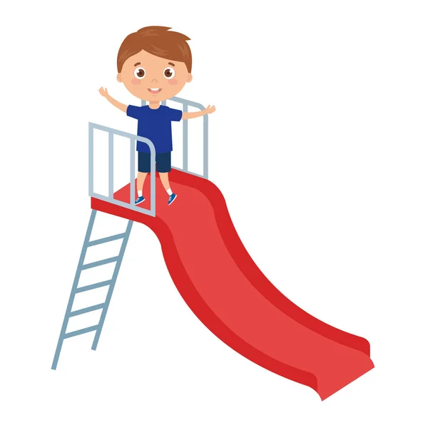 Cute little boy in slide game — Stock Vector