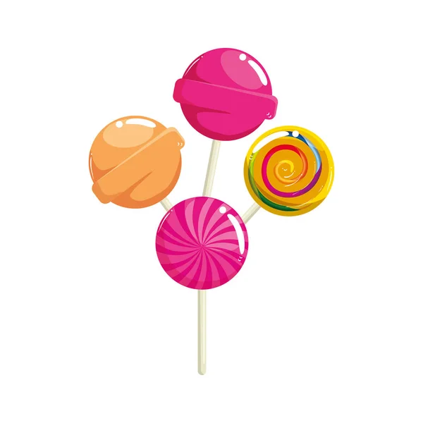 Set of lollipops yummy isolated icon — Stok Vektör