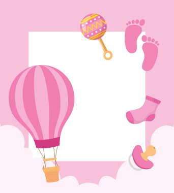 balloon air hot with cute icons for baby