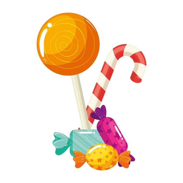 Set of candies isolated icon — Stock Vector