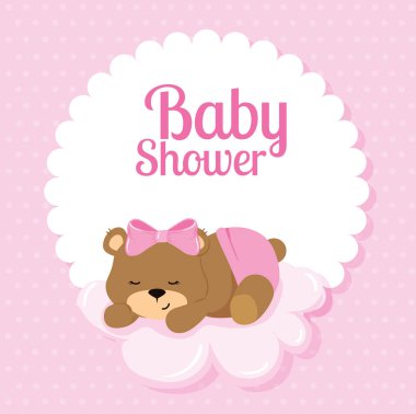 baby shower card with cute bear and cloud
