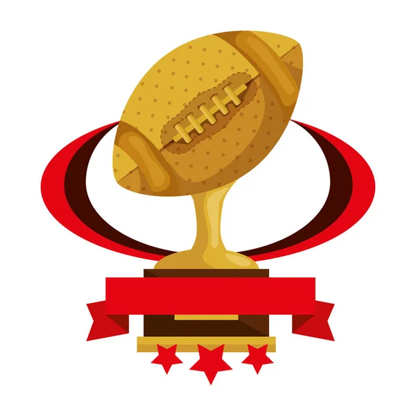 Ball American Football Trophy mit Schleife und Sternen — Stockvektor