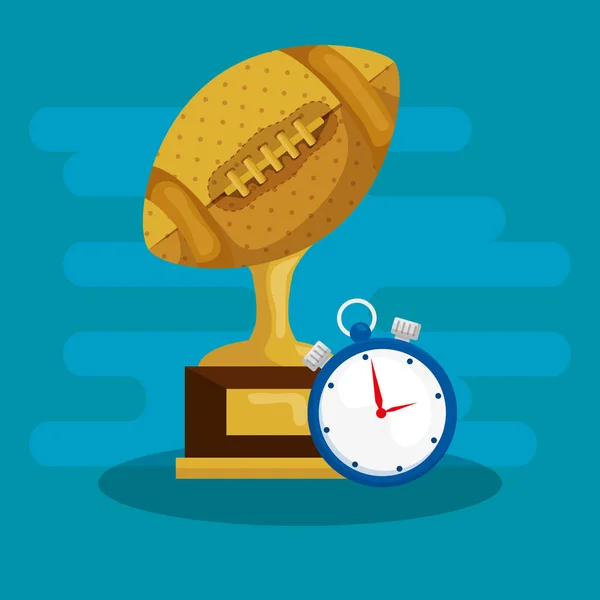 Ball American Football Trophy mit Chronometer — Stockvektor