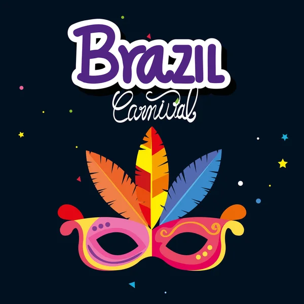 Poster of carnival brazil with mask carnival — 스톡 벡터