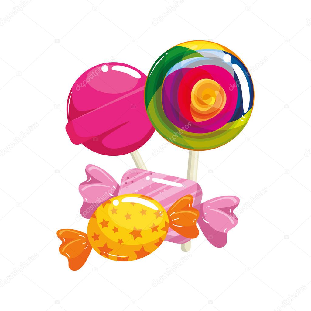 set of lollipops with candies isolated icon