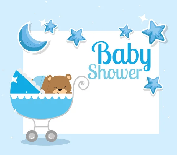 Baby shower card with cute bear and decoration — Stockvector