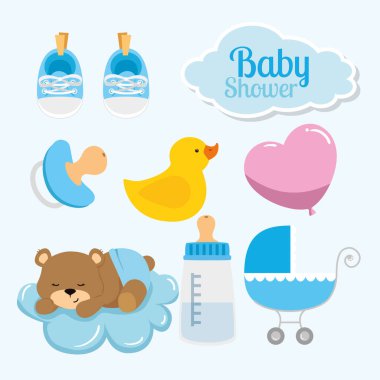 set icons decoration for baby shower