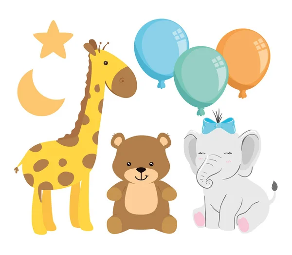 Group of cute animals with decoration — ストックベクタ