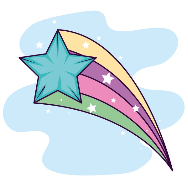 Cute shooting star magic icon — ストックベクタ