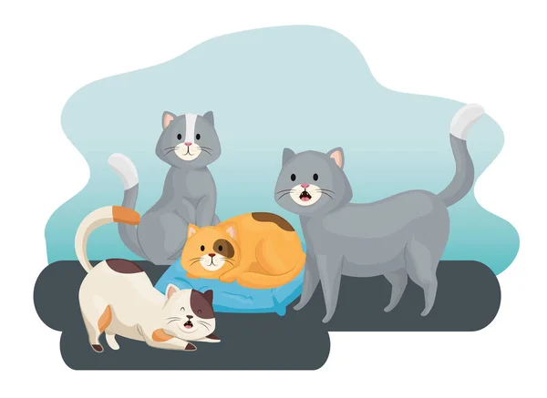 Ομάδα μικρών ζώων γάτες — Διανυσματικό Αρχείο
