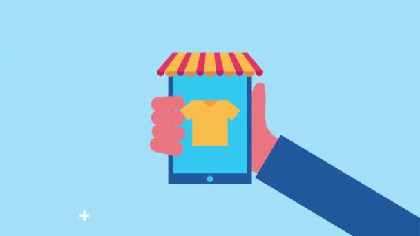 main en utilisant la technologie de commerce électronique smartphone 