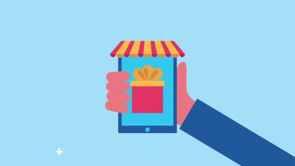 main en utilisant la technologie de commerce électronique smartphone 