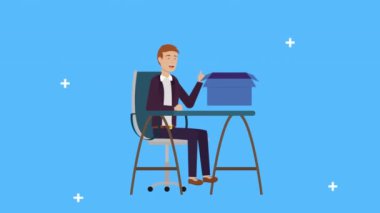 Ofiste çalışan genç bir işadamı.