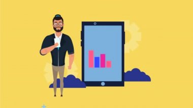 Arama motoru optimizasyonlu adam ve akıllı telefon