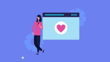 Sosyal medya simgelerine sahip genç bir kadın