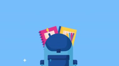 Okul çantası ve kitaplarla okul sezonuna dönüyorum.