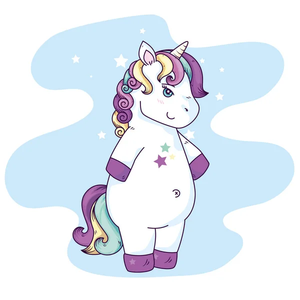 Cute unicorn fantasy with stars decoration — ストックベクタ