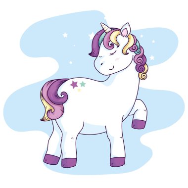 cute unicorn fantasy with stars decoration